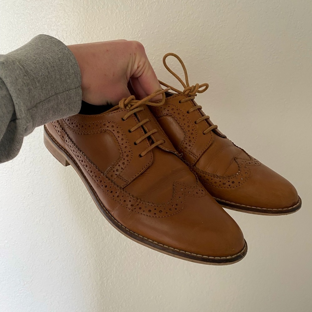 Cognac Leather Oxfords
